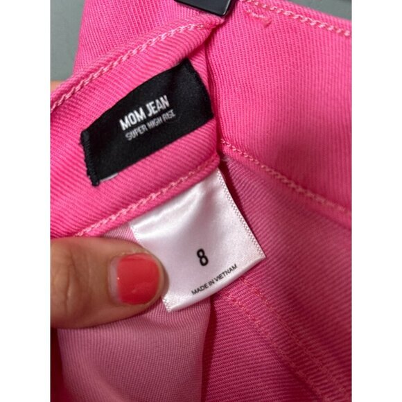 Express Women's 8 Super High Rise Mom Jean Pink NWT - Picture 10 of 11